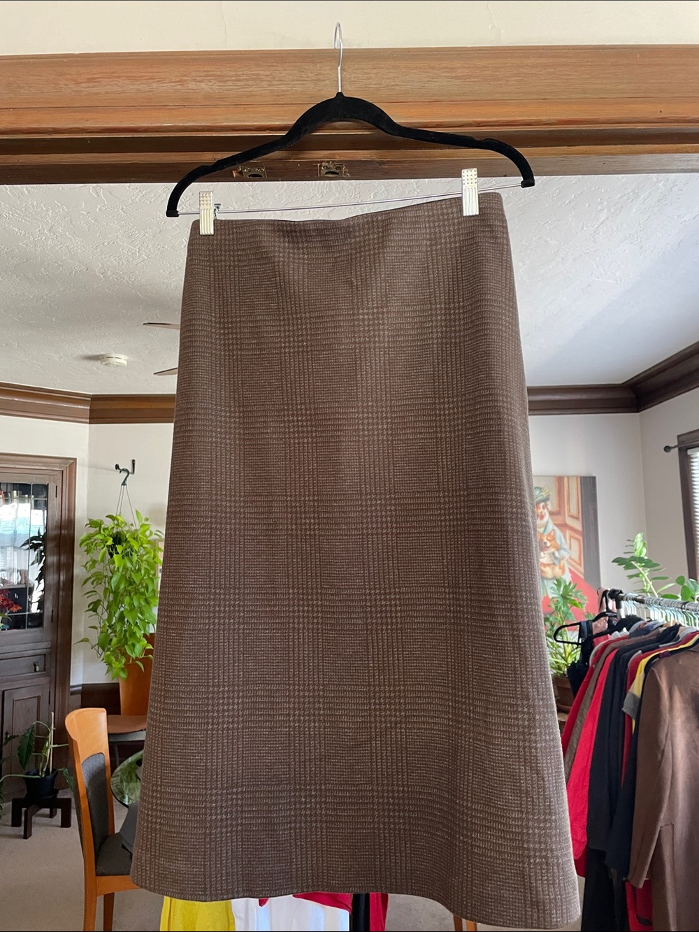 Classic Brown Plaid A-Line Women's Skirt